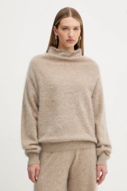 Kašmírový sveter BOSS Frovina béžová farba, ľahký, s polorolákom, 50550806