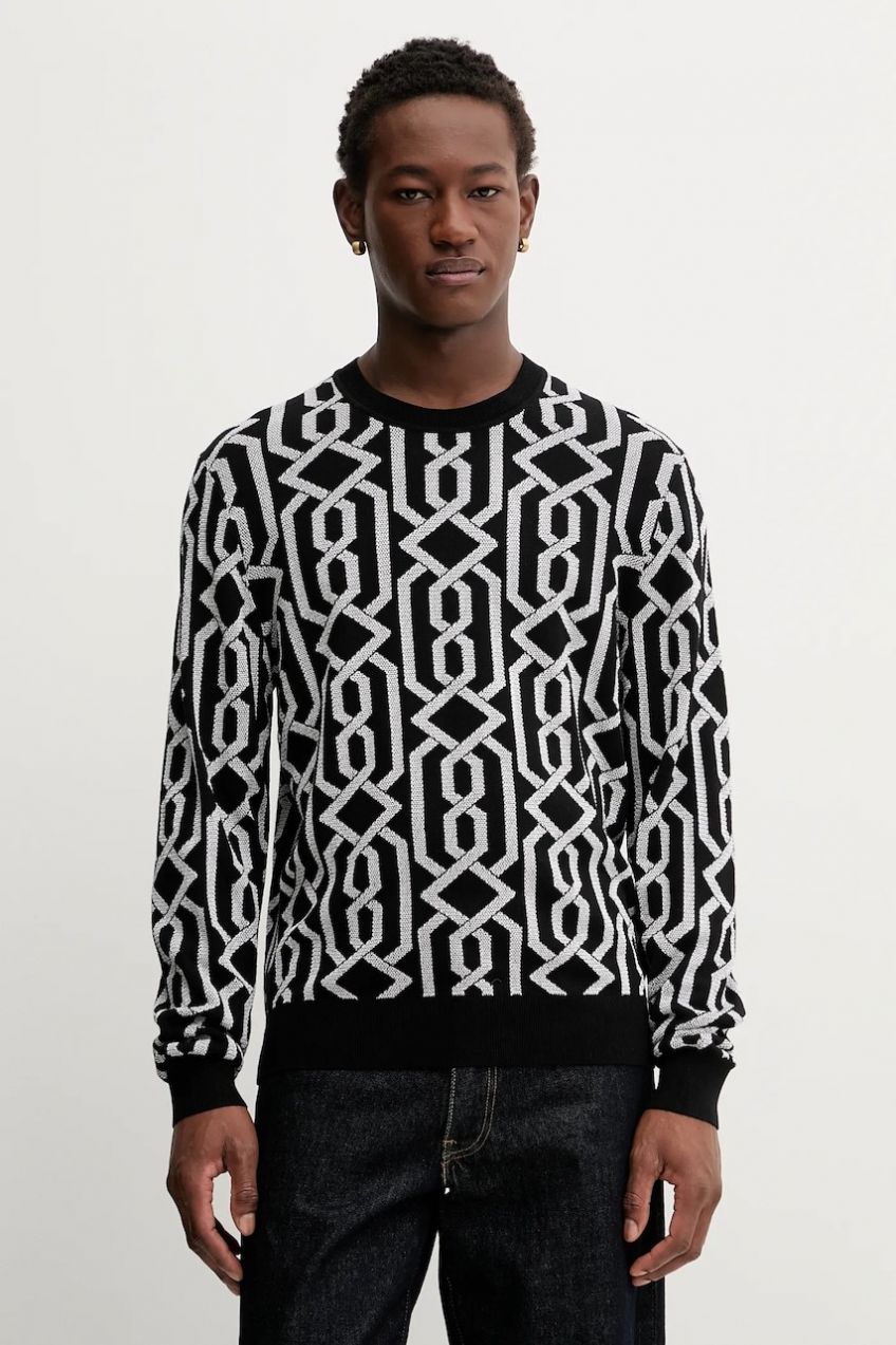 Sveter s prímesou vlny HUGO Souvawn čierna farba, ľahký, 50547001