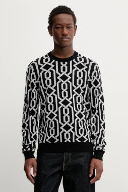 Sveter s prímesou vlny HUGO Souvawn čierna farba, ľahký, 50547001