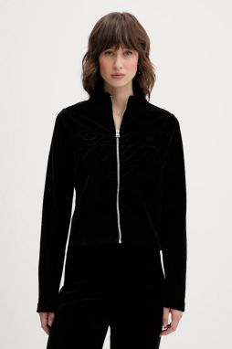 Velúrová mikina Hugo Blue Dessie_B čierna farba, jednofarebná, 50549486