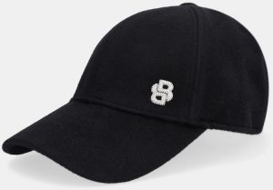 Čiapka s prímesou vlny BOSS Ari-WO-B-Icon-ST čierna farba, 50550609