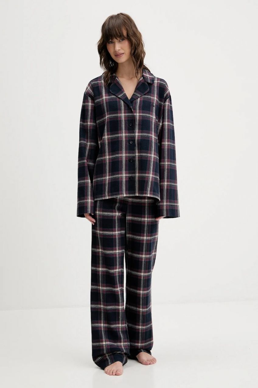 Pyžamo BOSS Holiday_Long Set dámske, tmavomodrá farba, 50550231