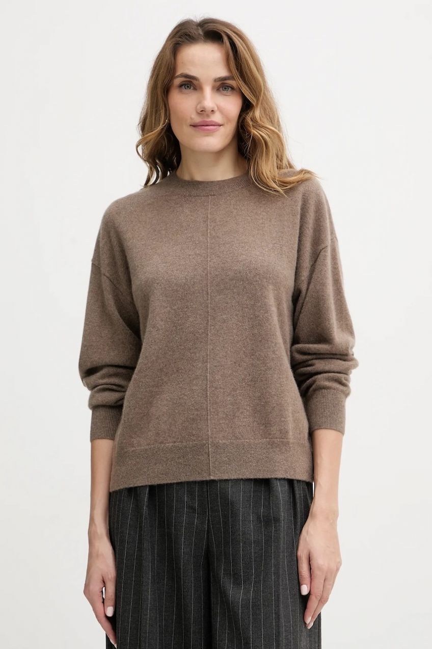 Kašmírový sveter BOSS Fascona hnedá farba, ľahké, 50547883