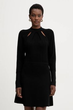 Šaty BOSS Fuccia čierna farba, mini, áčkový strih, 50547906