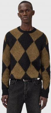 Sveter s prímesou vlny AllSaints BOWER čierna farba, M066KD