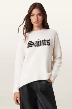 Sveter s prímesou vlny AllSaints SAINTS čierna farba, W100KD