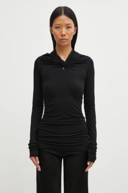 Blúzka s prímesou kašmíru Rick Owens Lilies Kairo čierna farba, jednofarebná, LI02E3212.JBWS
