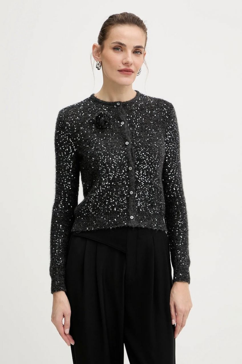 Kardigan s prímesou vlny Marella šedá farba, ľahký, 2523346152200