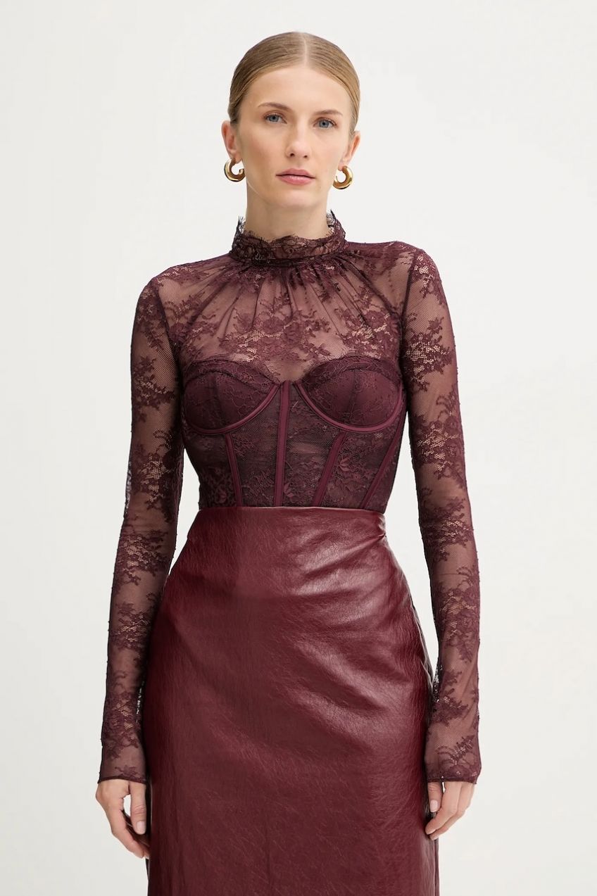 Body Retrofete Valentina fialová farba, s nášivkou, FW24-10322