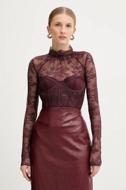 Body Retrofete Valentina fialová farba, s nášivkou, FW24-10322