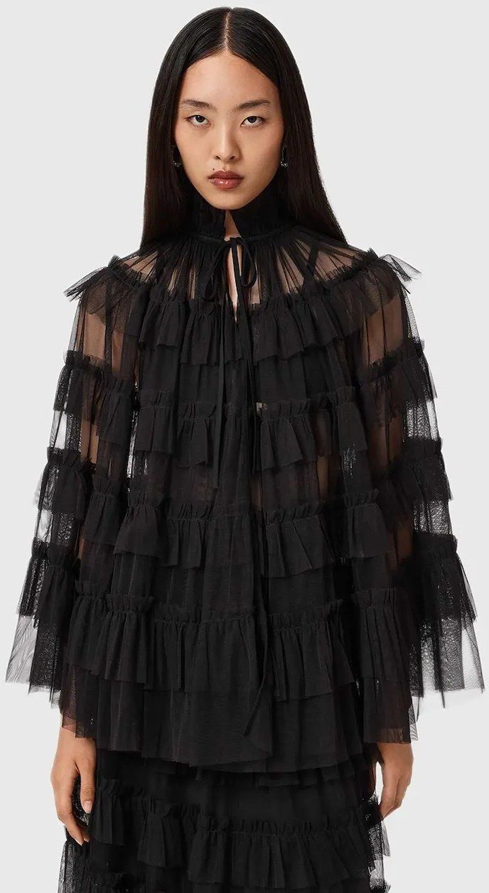 Blúzka AllSaints čierna farba, jednofarebná, W018PD