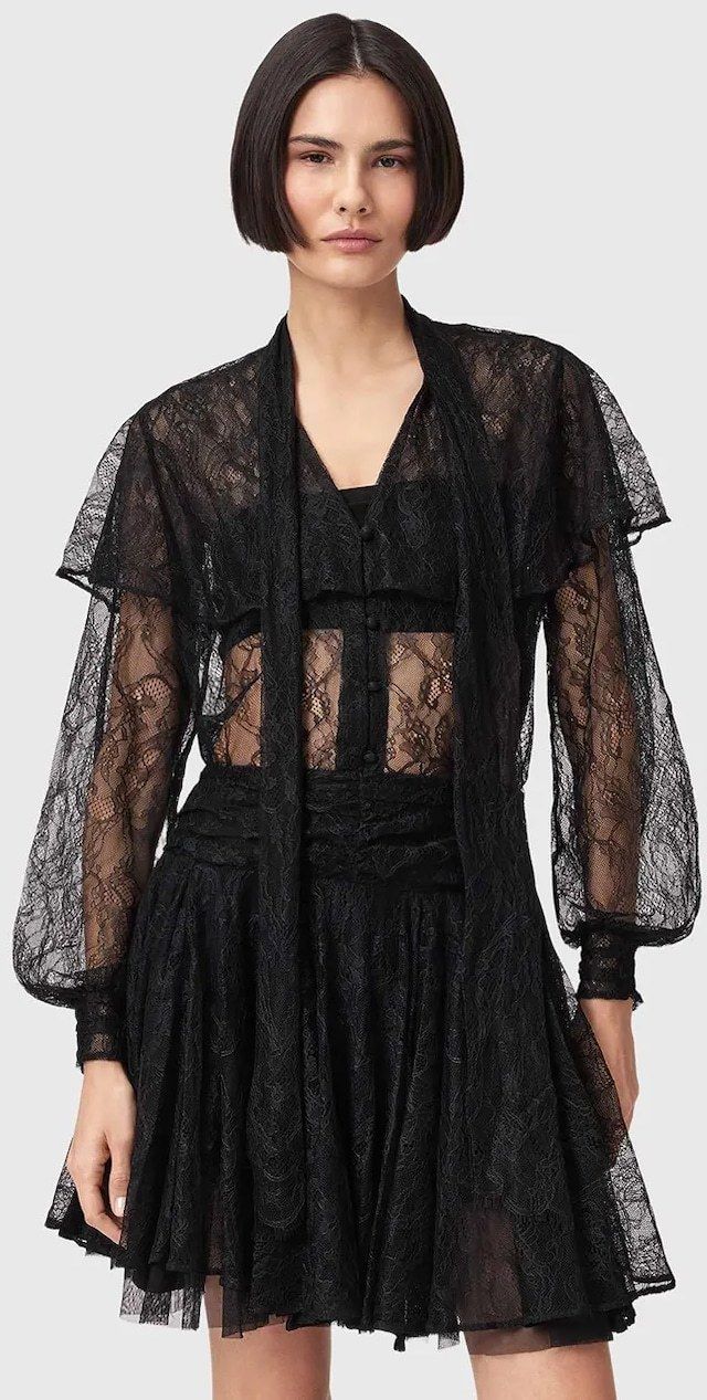 Blúzka zo zmesi bavlny AllSaints čierna farba, jednofarebná, W060PD