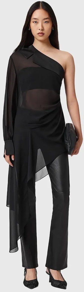 Blúzka zo zmesi bavlny AllSaints čierna farba, jednofarebná, W050PD