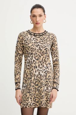 Šaty Morgan béžová farba, mini, rovný strih, RMCALL