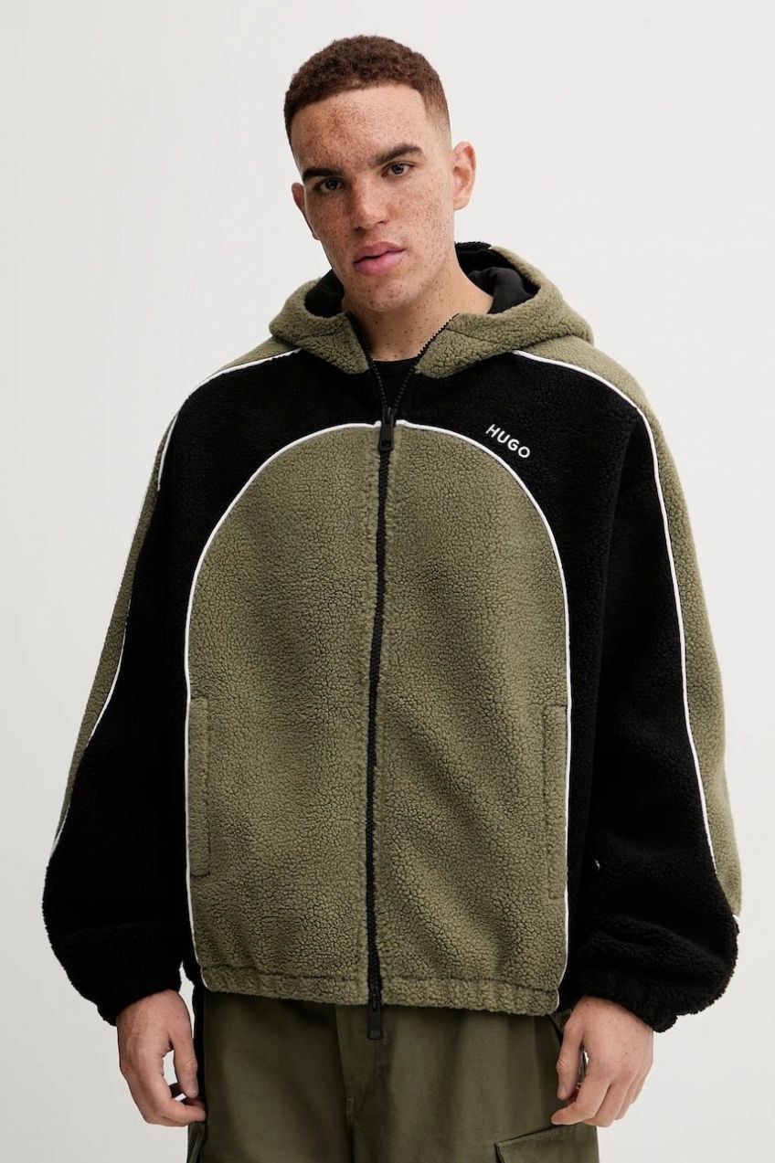 Mikina Hugo Blue Neddyzo zelená farba, s kapucňou, 50546620