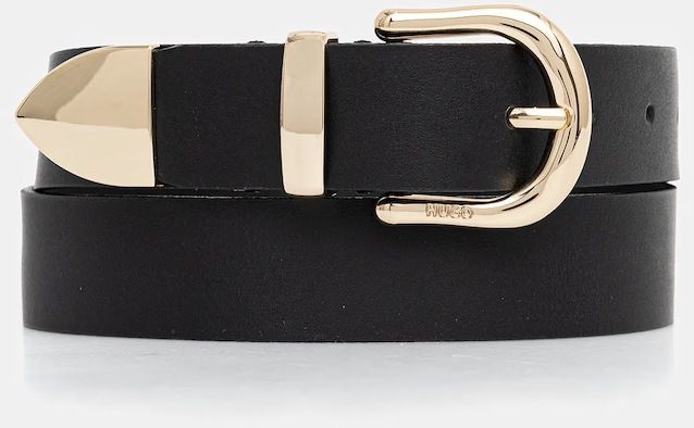Kožený opasok HUGO Nora_Tri_Sz30 čierna farba, 50554089
