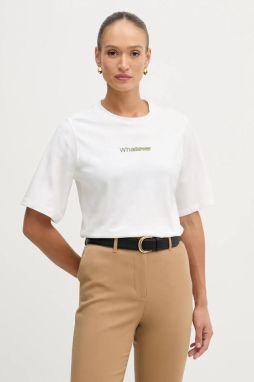 Bavlnené tričko Sisley dámske, béžová farba, 3I1XL107Y