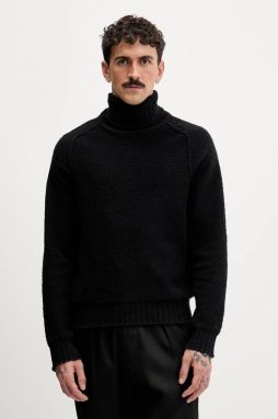 Sveter HUGO San Rudi čierna farba, s rolákom, 50546996