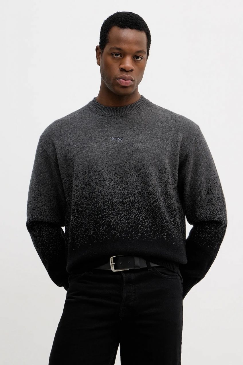 Vlnený sveter BOSS Orange Kalbrush šedá farba, 50548701