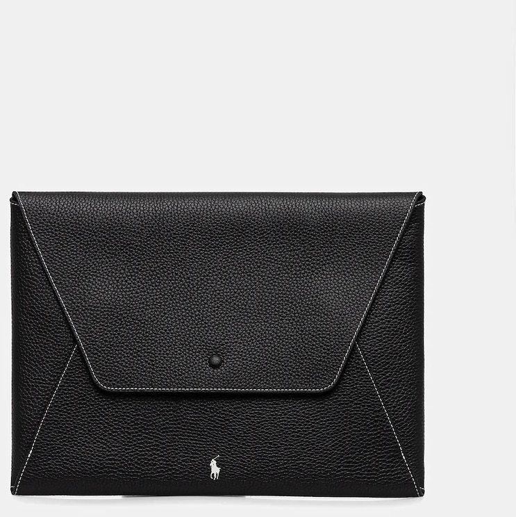 Kožené puzdro na notebook Polo Ralph Lauren čierna farba, 427971194