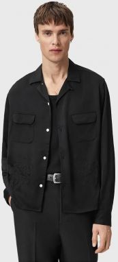 Košeľa AllSaints čierna farba, regular, M064SD