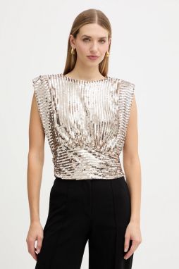 Blúzka BOSS Orange C_Illana zlatá farba, s nášivkou, 50548318