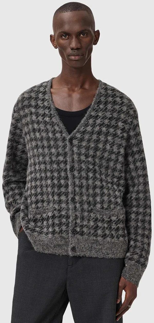Kardigan s prímesou vlny AllSaints šedá farba, M036KD