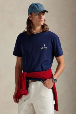 Bavlnené tričko Polo Ralph Lauren pánske, tmavomodrá farba, jednofarebné, 710981136
