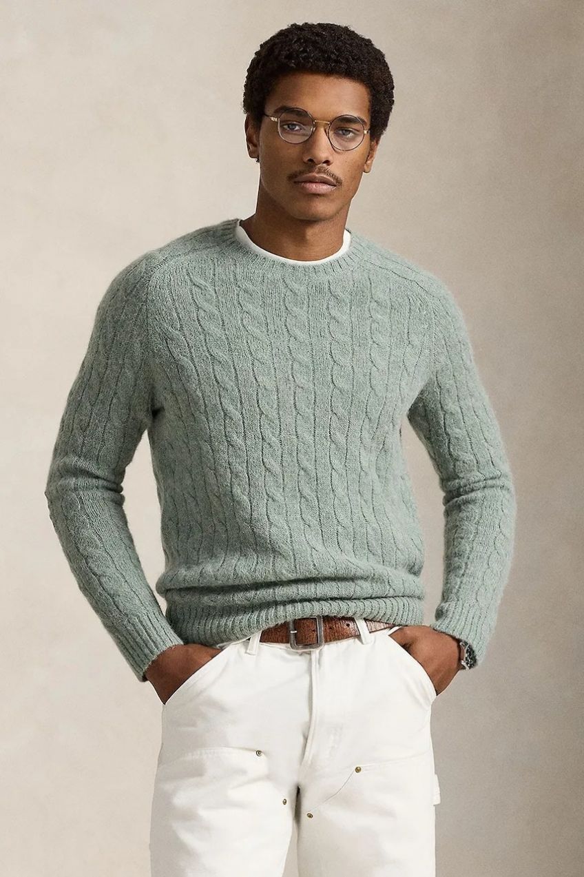 Sveter s prímesou vlny Polo Ralph Lauren zelená farba, 710979095