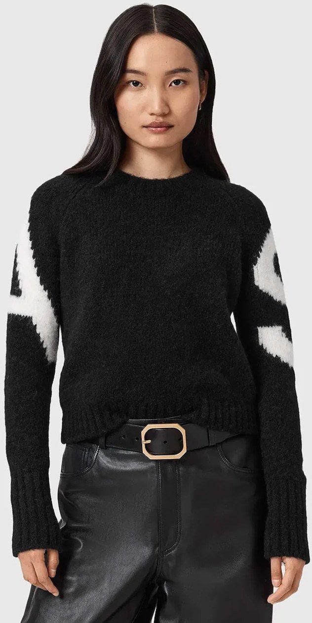 Sveter s prímesou alpaky AllSaints čierna farba, W088KD