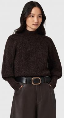 Sveter s prímesou alpaky AllSaints hnedá farba, s polorolákom, W090KD