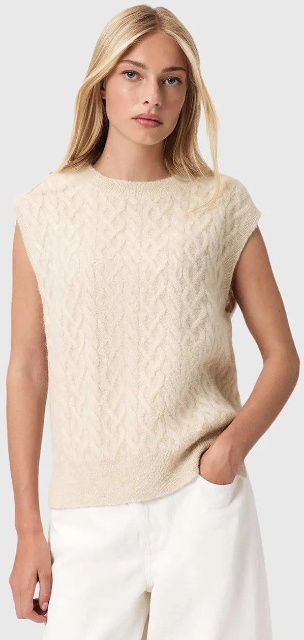 Vesta s prímesou vlny AllSaints béžová farba, s rolákom, W060KD