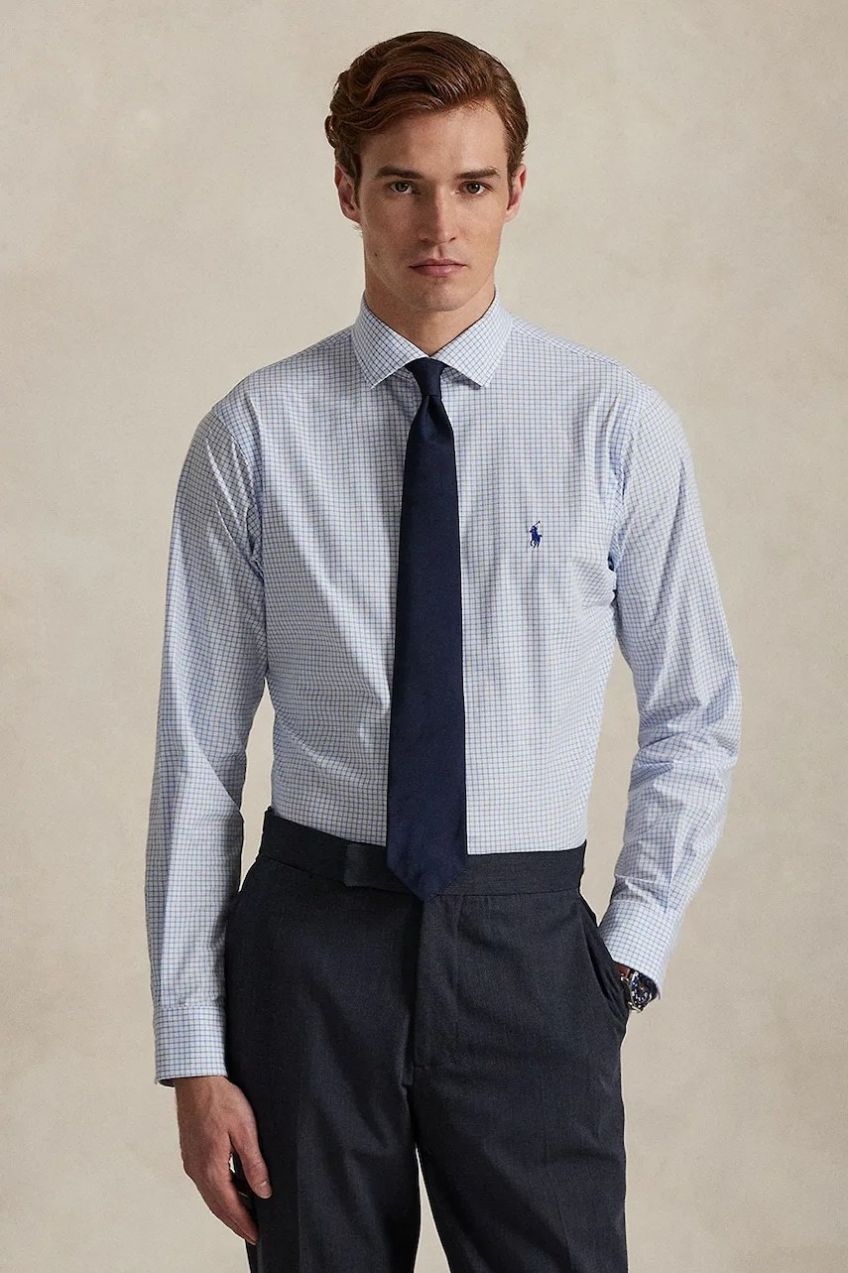 Košeľa Polo Ralph Lauren modrá farba, regular, s talianskym golierom, 710974534