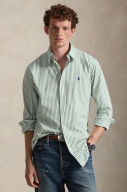 Bavlnená košeľa Polo Ralph Lauren zelená farba, regular, s golierom button-down, 710P07019
