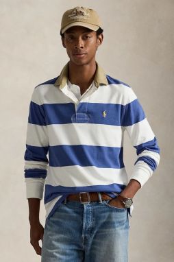 Bavlnená mikina Polo Ralph Lauren modrá farba, vzorovaná, 710P05317