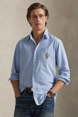 Bavlnená košeľa Polo Ralph Lauren modrá farba, regular, s golierom button-down, 710P07187