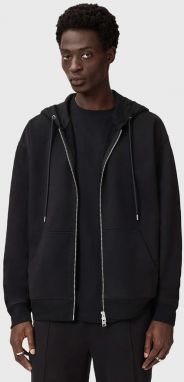 Mikina AllSaints čierna farba, s kapucňou, jednofarebná, M014ND