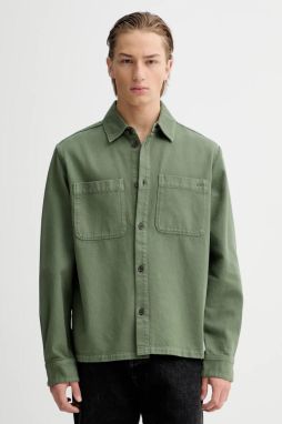 Bavlnená košeľa A.P.C. Surchemise Leon zelená farba, regular, s klasickým golierom, COGZV.H32019