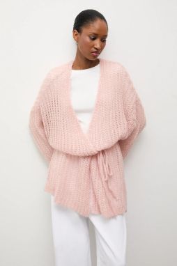 Kardigan s prímesou vlny Answear.LAB ružová farba, ľahké