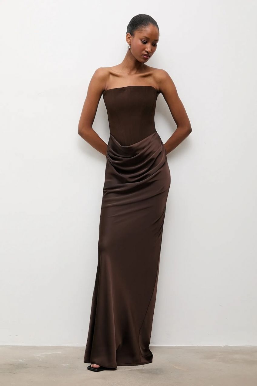 Šaty Answear.LAB hnedá farba, maxi, priliehavé