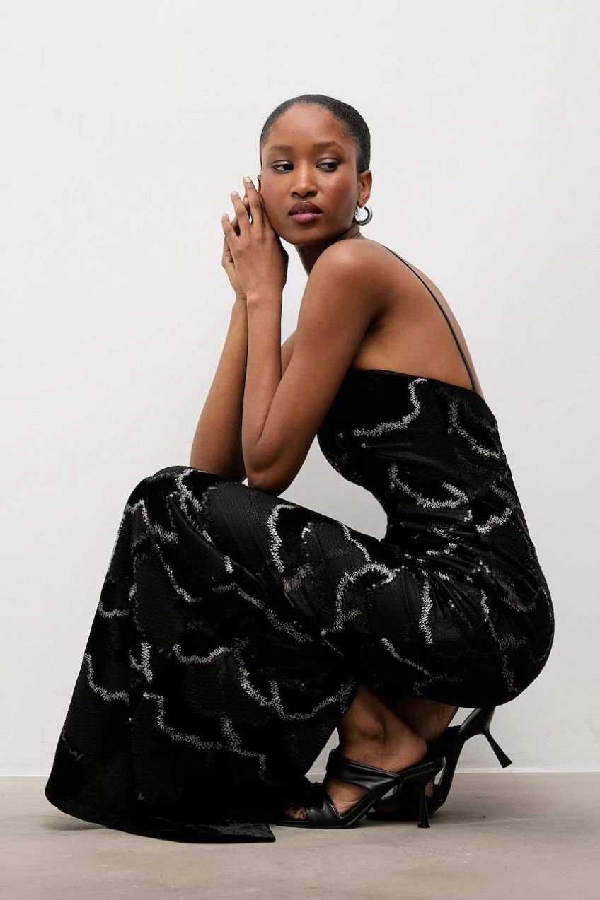 Šaty Answear.LAB čierna farba, maxi, rovný strih