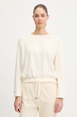 Mikina BOSS Velour_Sweatshirt béžová farba, jednofarebná, 50550724