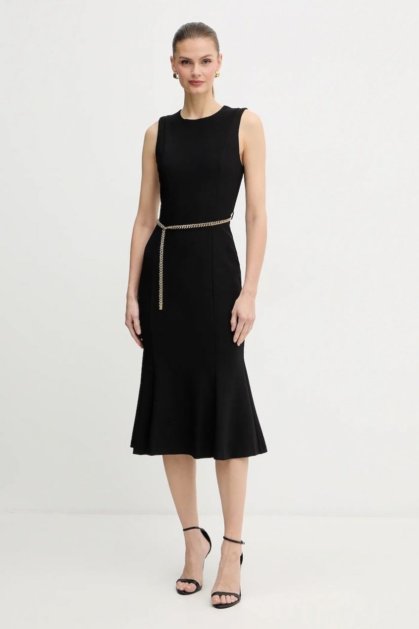 Šaty Marciano by Guess LIA čierna farba, midi, áčkový strih, 5BGK20 6302A