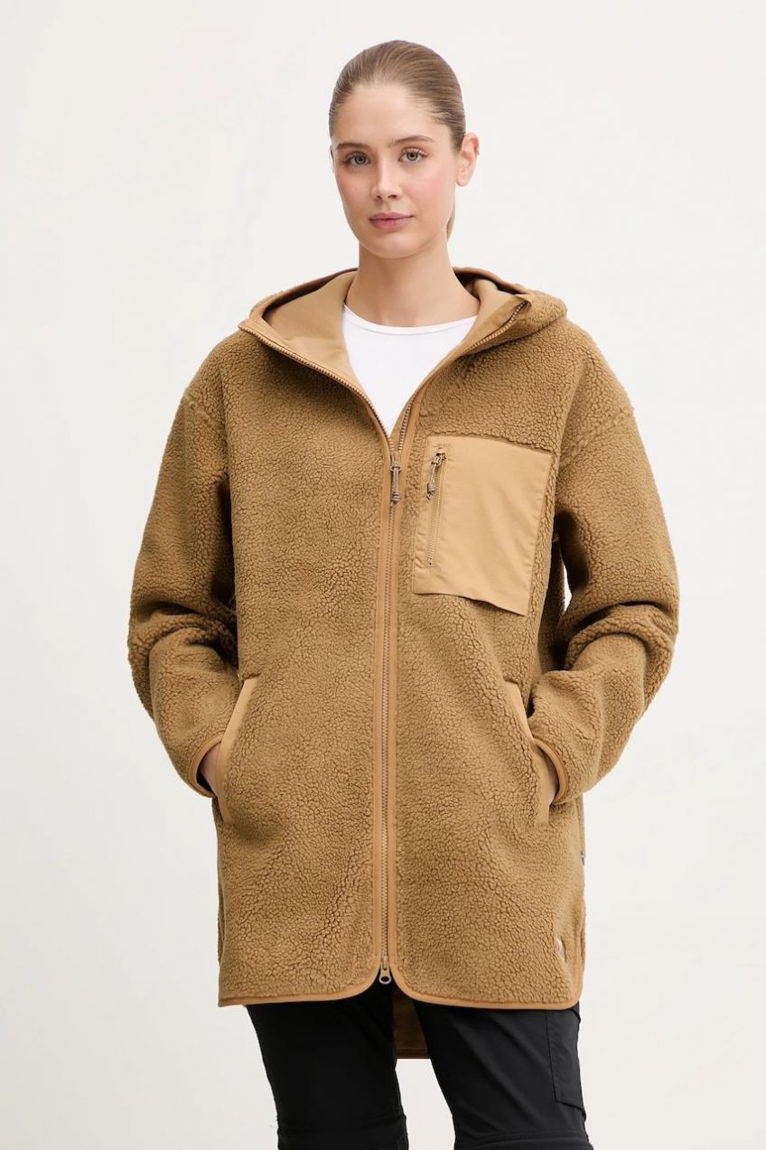 Mikina Fjallraven Vardag Pile zelená farba, s kapucňou, jednofarebná, F14600256-232