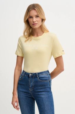 Bavlnené tričko Tommy Hilfiger dámske, žltá farba, WW0WW40276
