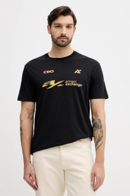 Bavlnené tričko Armani Exchange pánske, čierna farba, s potlačou, XM001404 AF16432