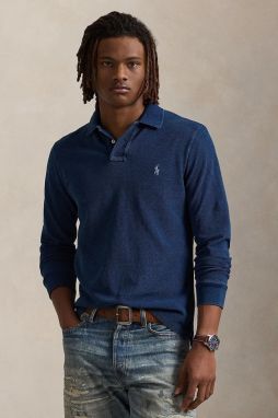 Bavlnené tričko s dlhým rukávom Polo Ralph Lauren tmavomodrá farba, jednofarebné, 710970583