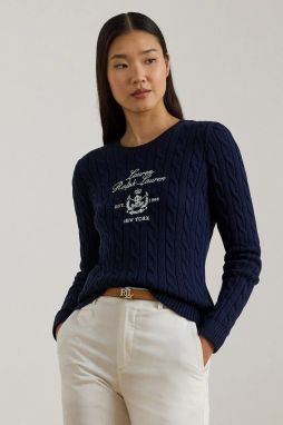 Bavlnený sveter Lauren Ralph Lauren tmavomodrá farba, 200P03508