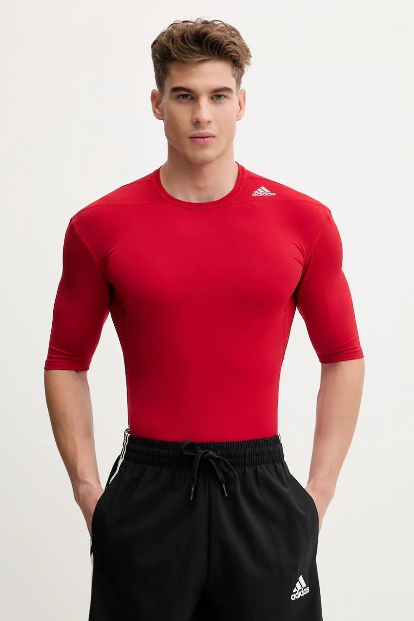 Tréningové tričko adidas TECHFIT BASE D82089-red, červená farba, s potlačou