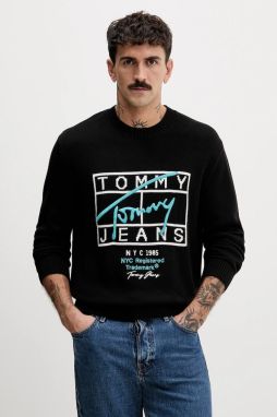 Bavlnený sveter Tommy Jeans čierna farba, DM0DM22401